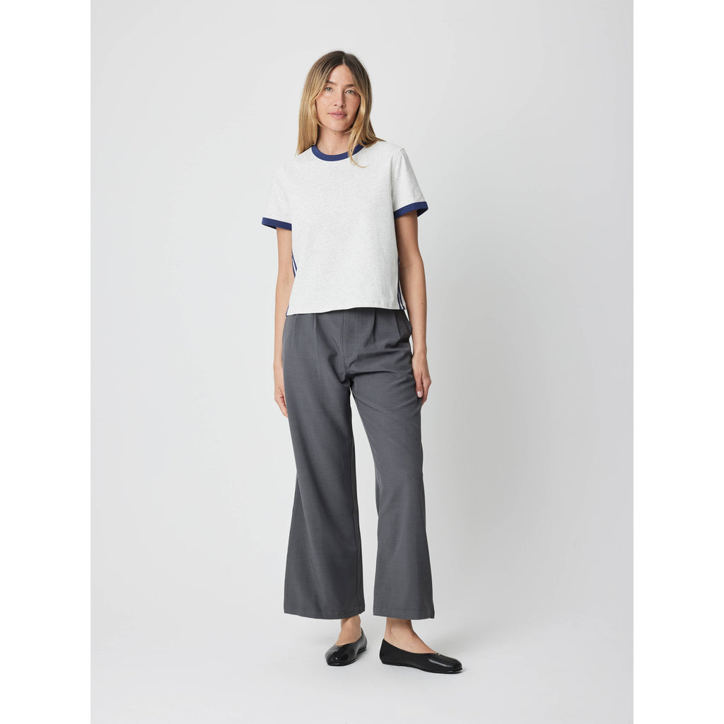 The Cait Top - Heather Grey/Navy