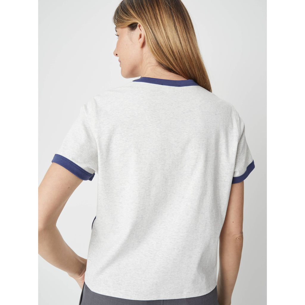 The Cait Top - Heather Grey/Navy