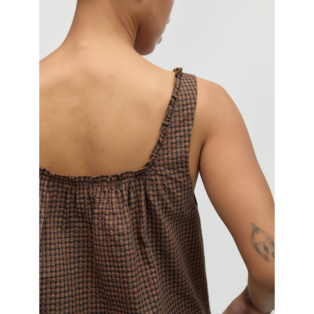 The Gabby Dress - Brown/Navy/Red