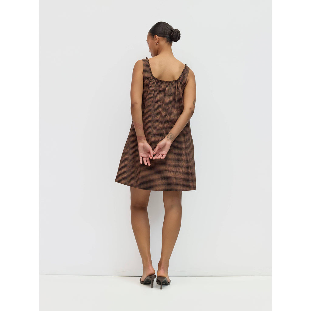 The Gabby Dress - Brown/Navy/Red