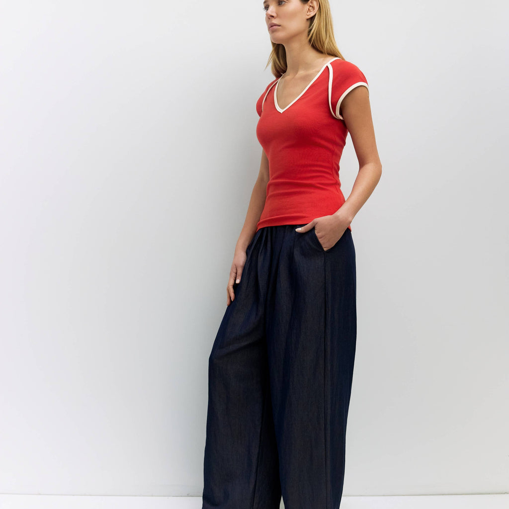 The Patricia Top - Red/Cream
