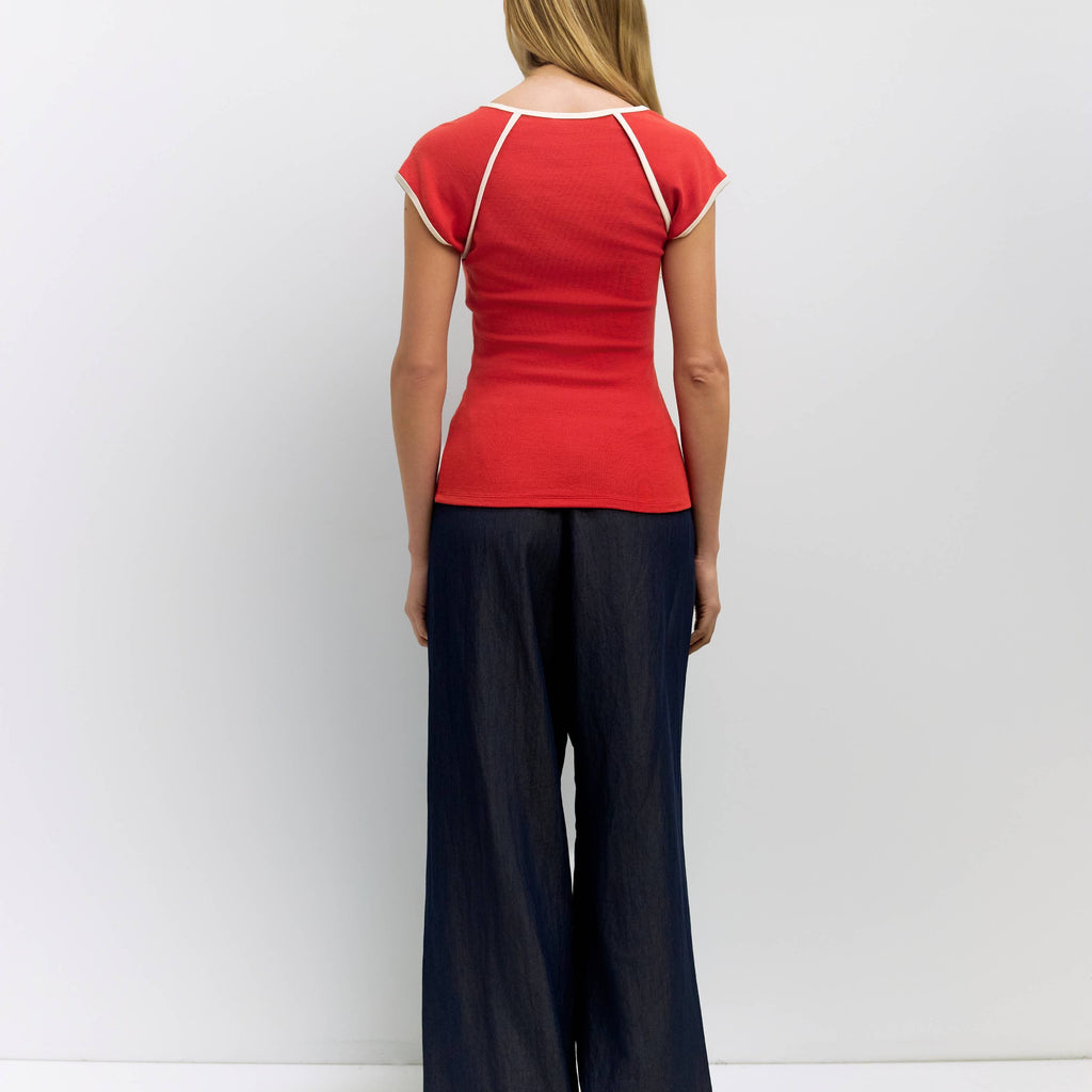 The Patricia Top - Red/Cream