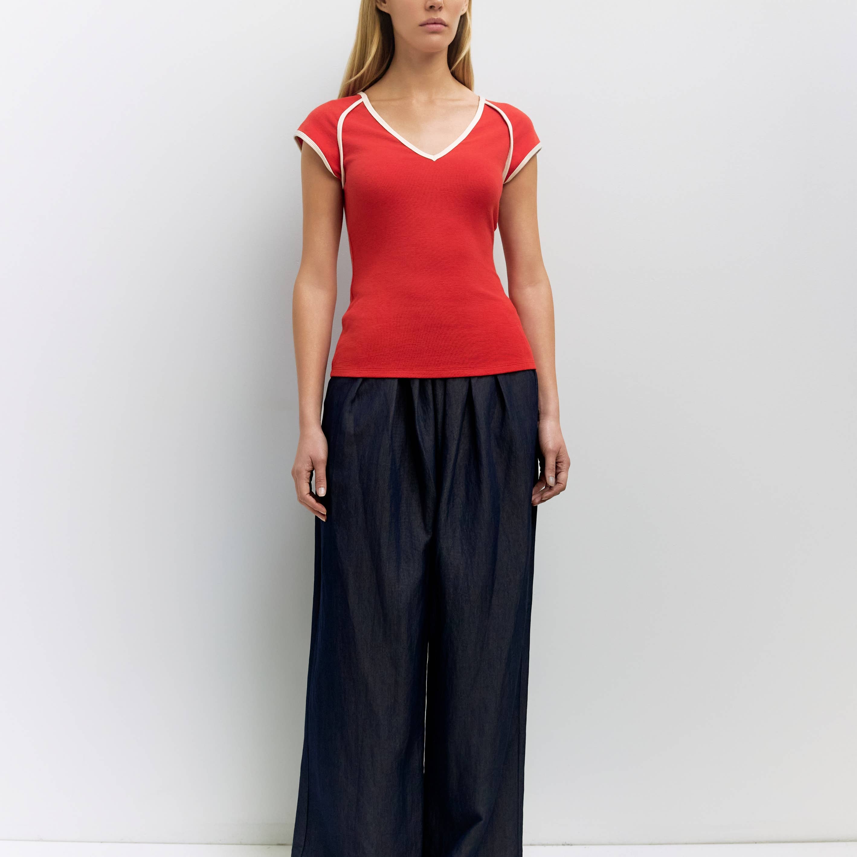 The Patricia Top - Red/Cream