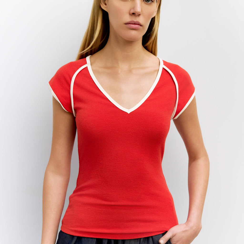 The Patricia Top - Red/Cream