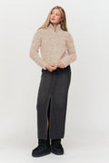 High Neck Cardigan - Beige