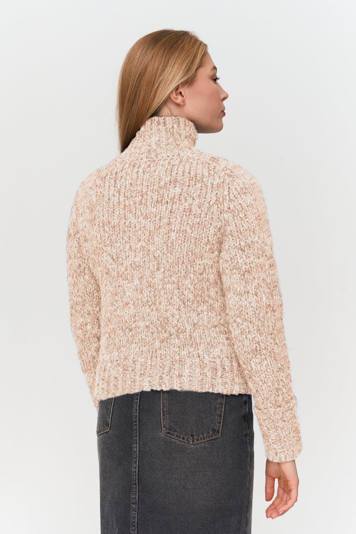 High Neck Cardigan - Beige