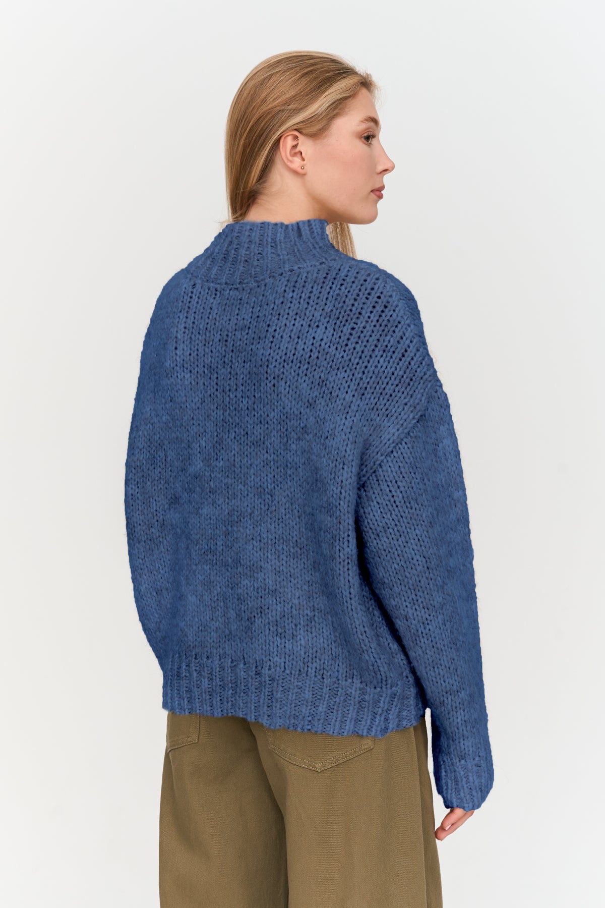 Mock Neck Sweater - Blue