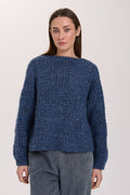 Boatneck Squares Jumper - Blue