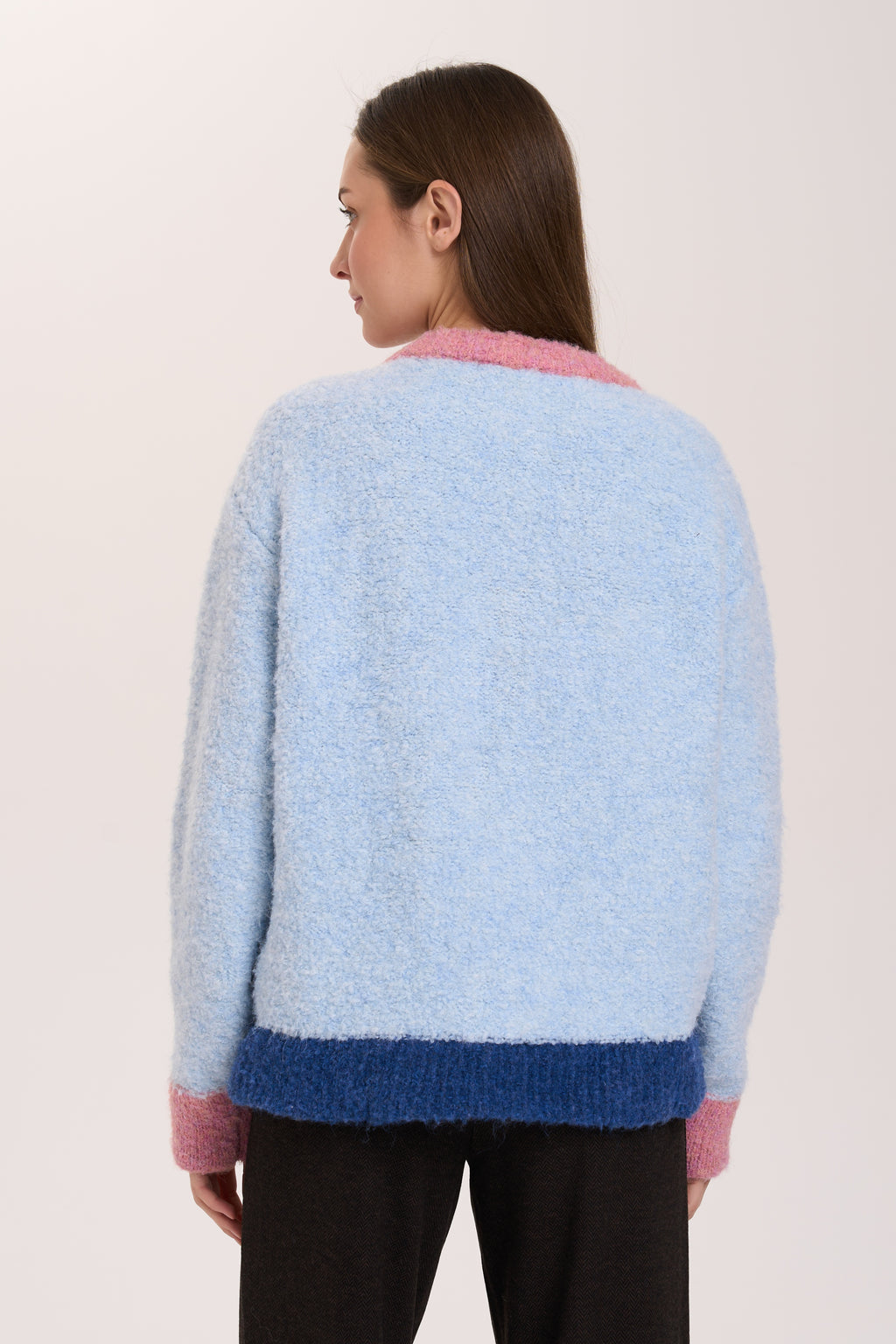 Contrast Colours Cardigan - Blue