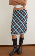 Sangga Skirt - Black & Blue Hazy Check