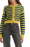 Cat Cardigan - Jenny Stripe Golden Olive