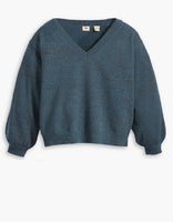 Flower Sweater - Marled Yarn Caviar & Gibralter Sea