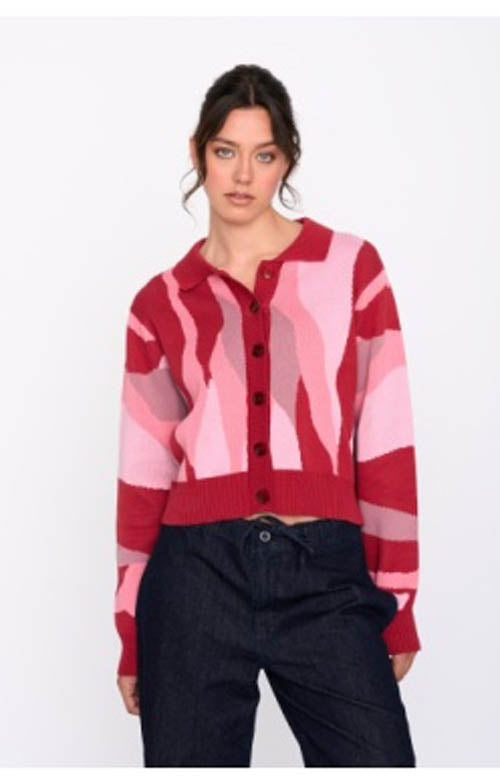 Pinks Collared Cardigan