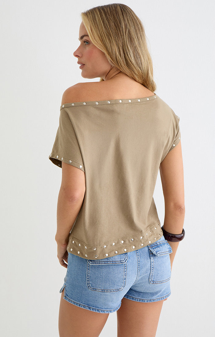 Studded Damaria Top - Khaki