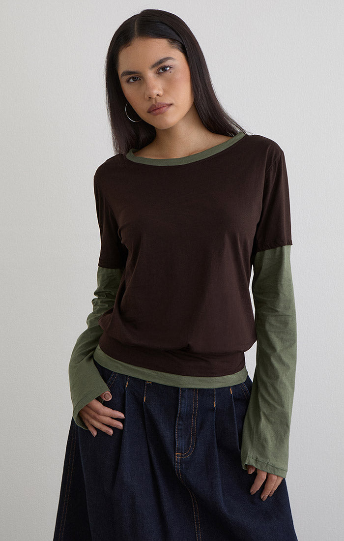 Enidy Top - Chocolate/Khaki