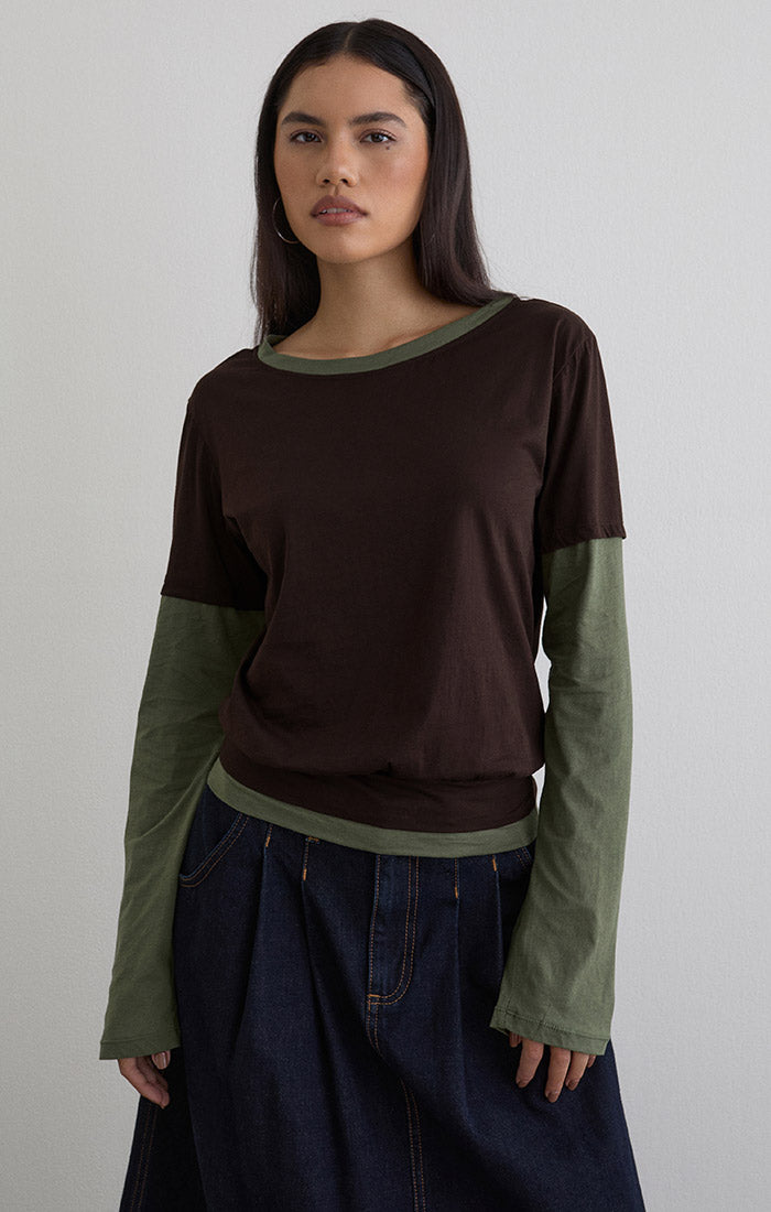 Enidy Top - Chocolate/Khaki