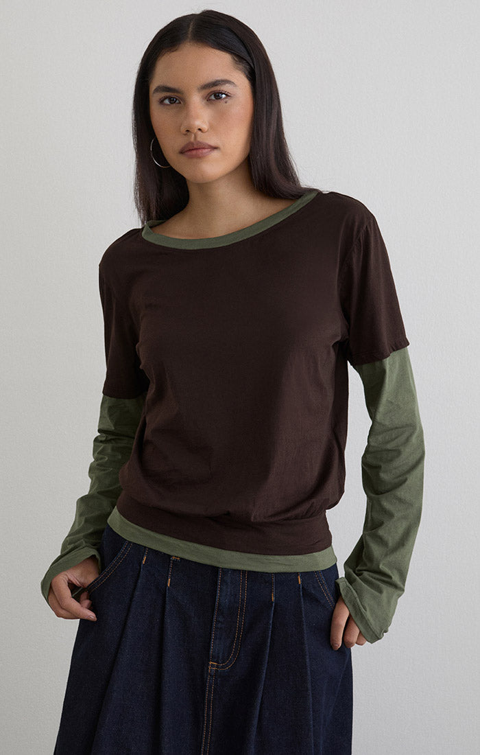 Enidy Top - Chocolate/Khaki