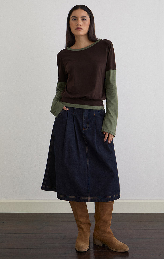 Enidy Top - Chocolate/Khaki