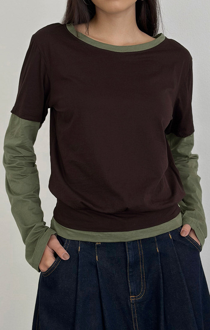 Enidy Top - Chocolate/Khaki