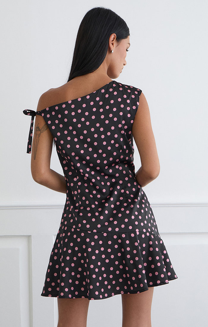 Maribel Dress - Black/Pink