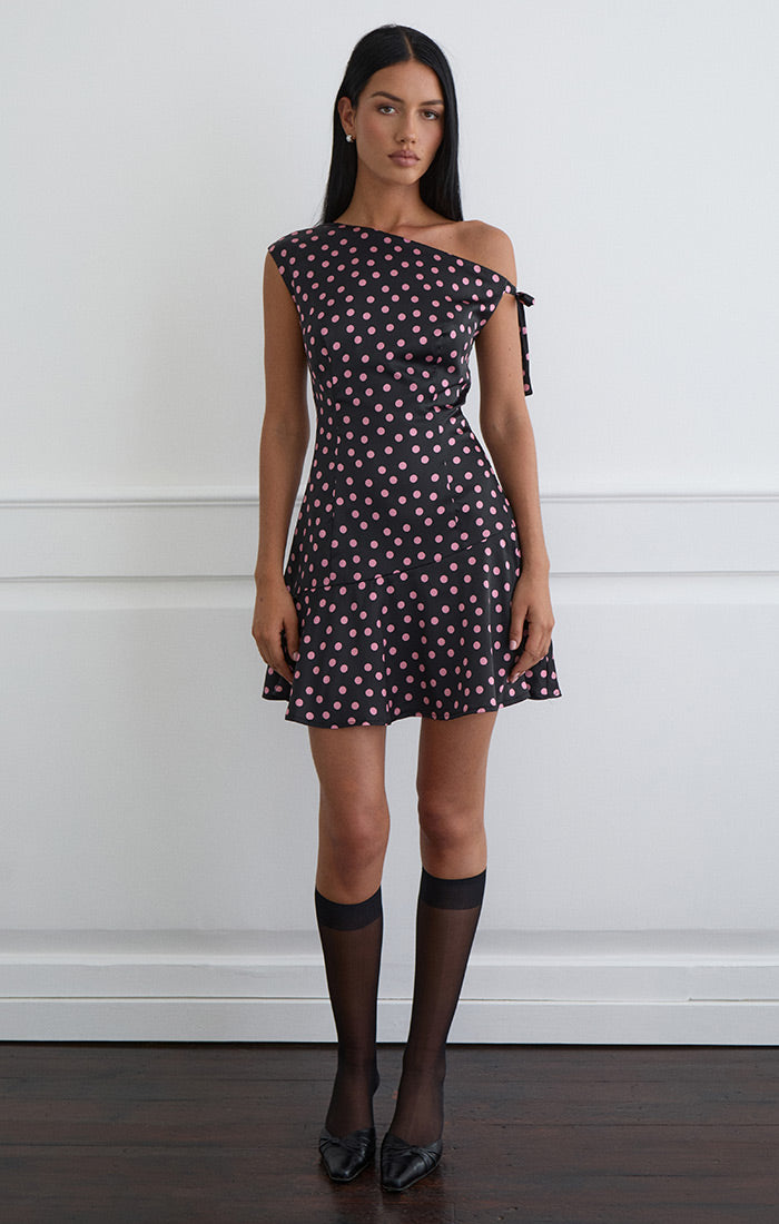 Maribel Dress - Black/Pink