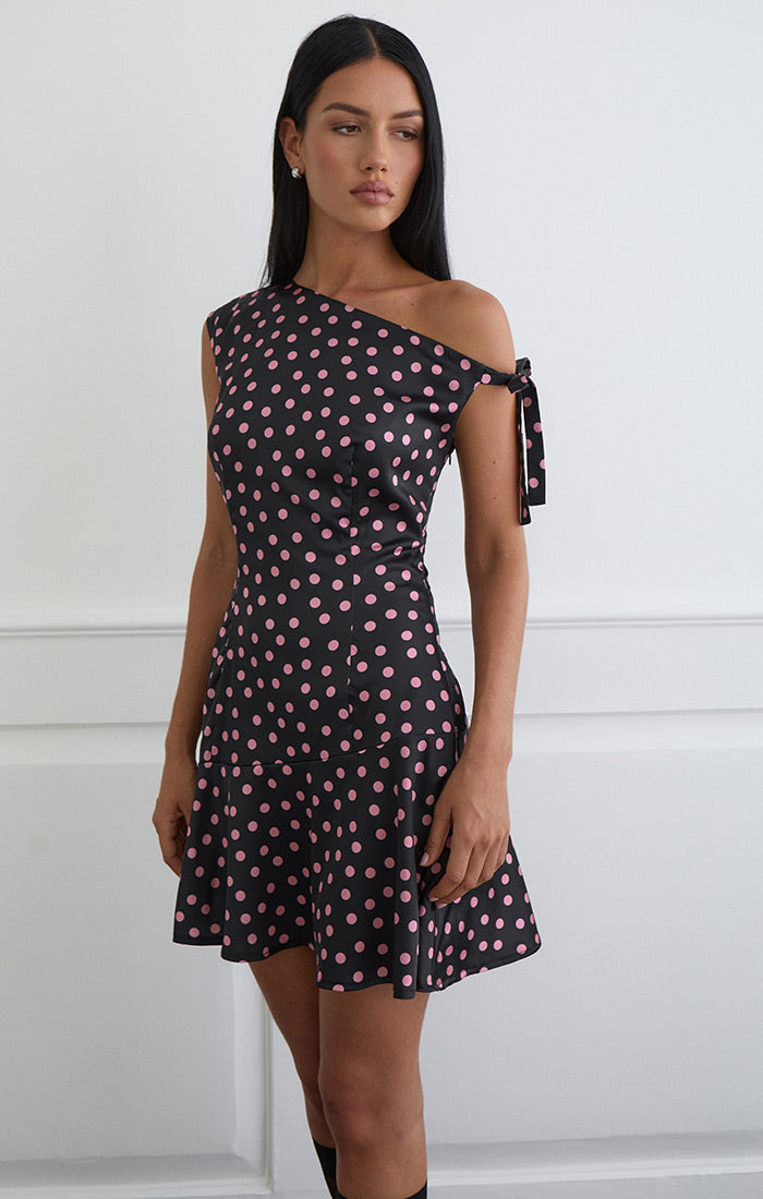 Maribel Dress - Black/Pink