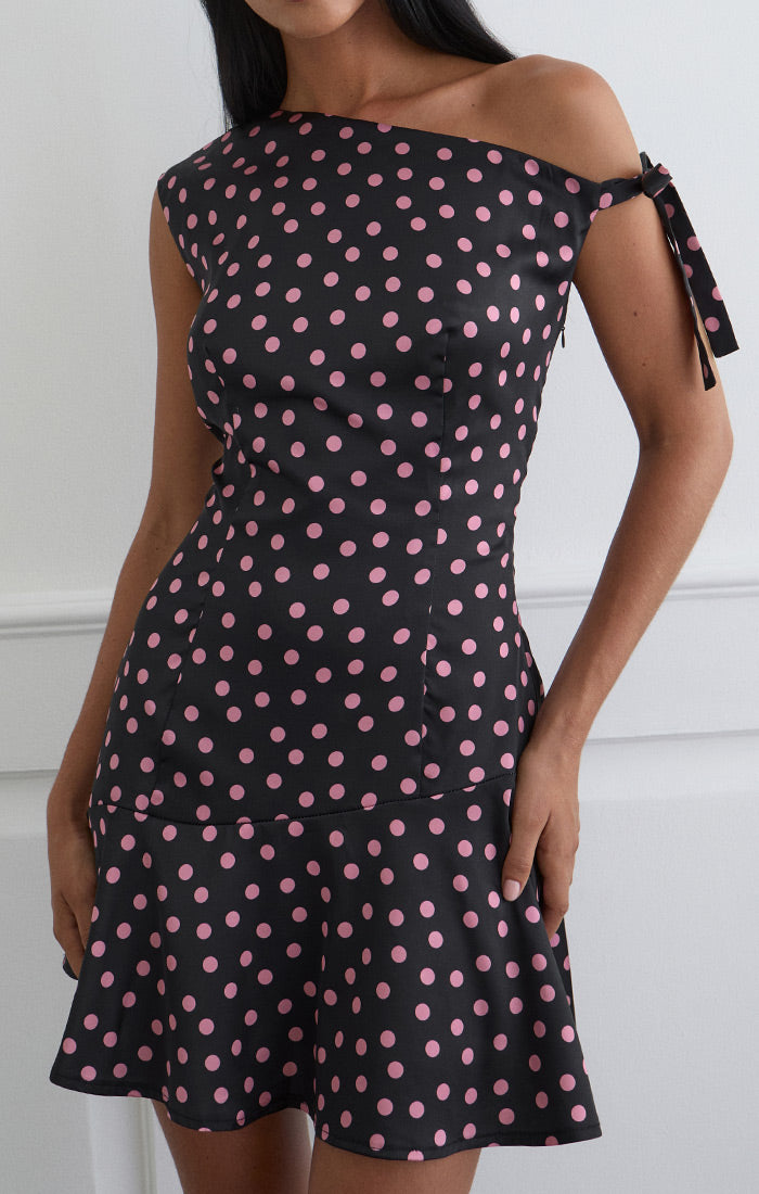 Maribel Dress - Black/Pink