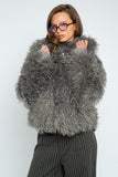 Harlow Faux Fur Jacket - Charcoal Grey