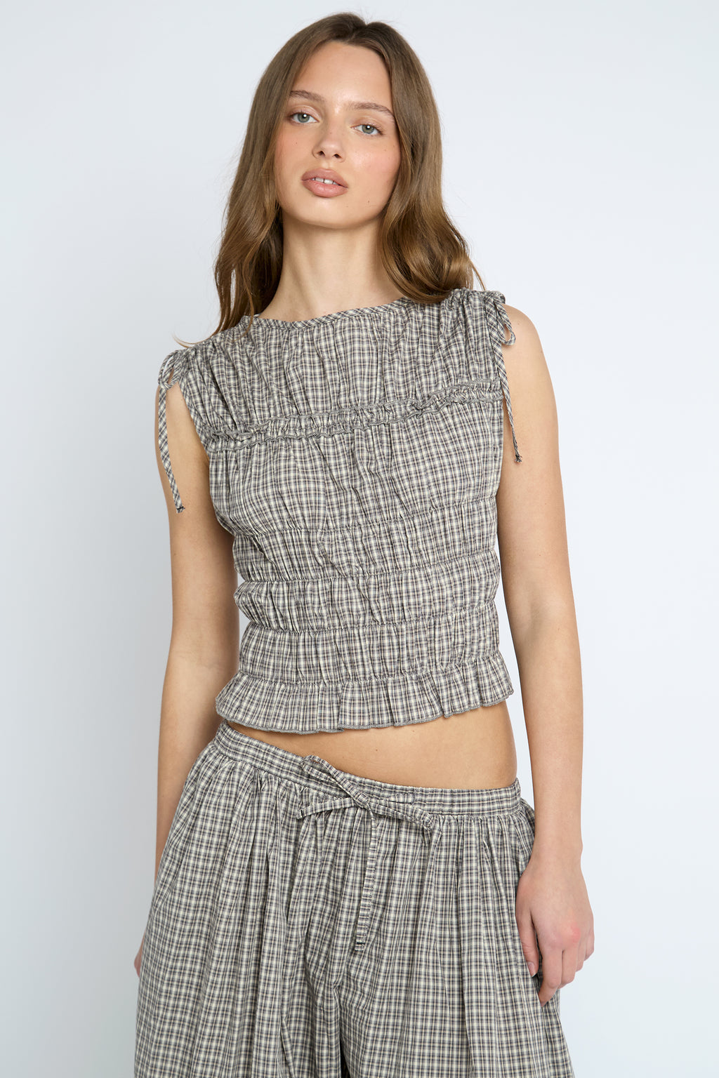 Sherbet Top - Brown Check