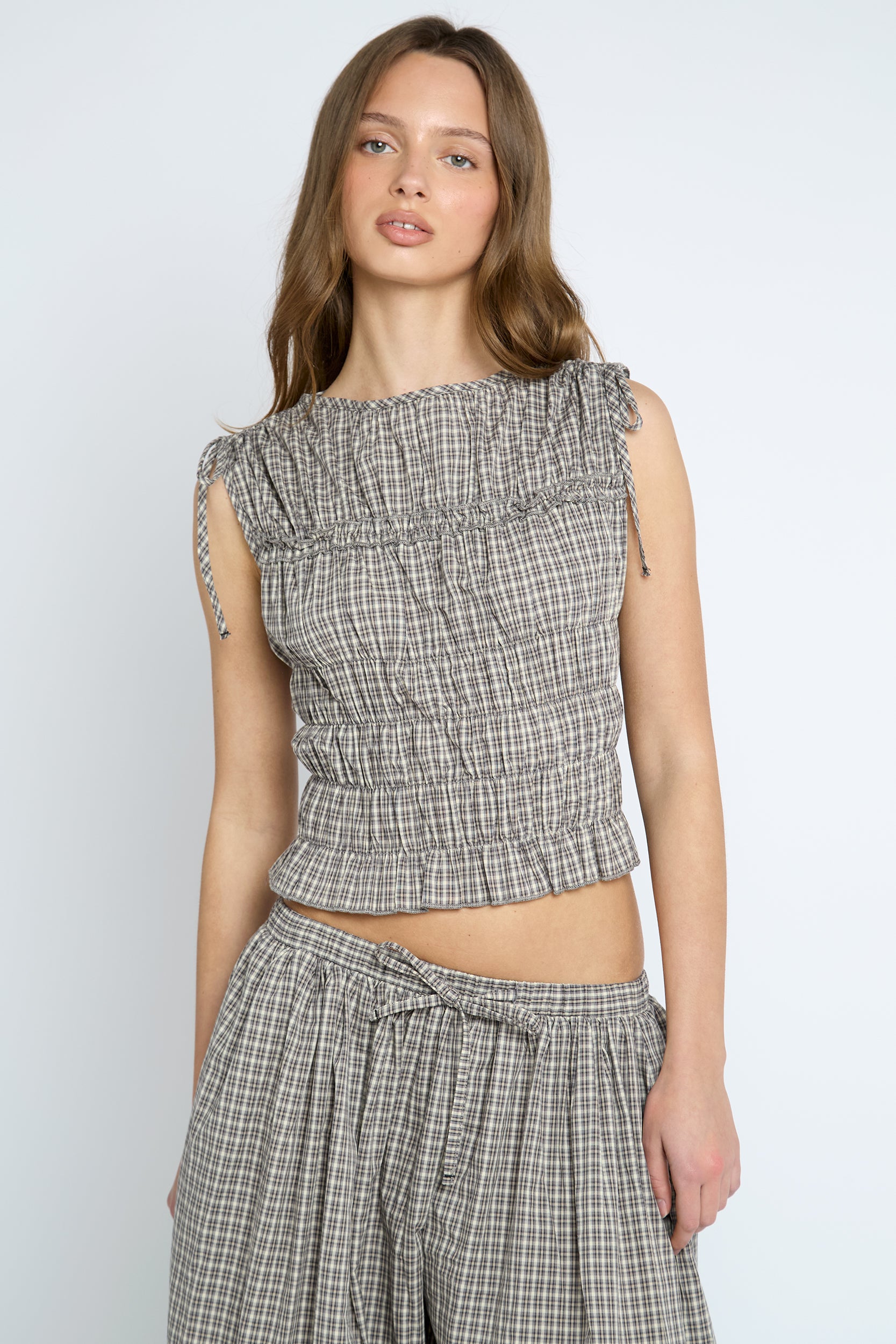 Sherbet Top - Brown Check