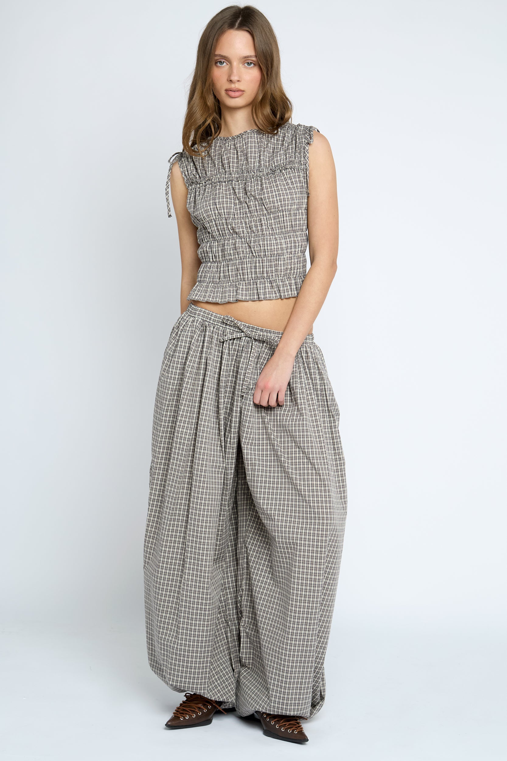 Sherbet Top - Brown Check