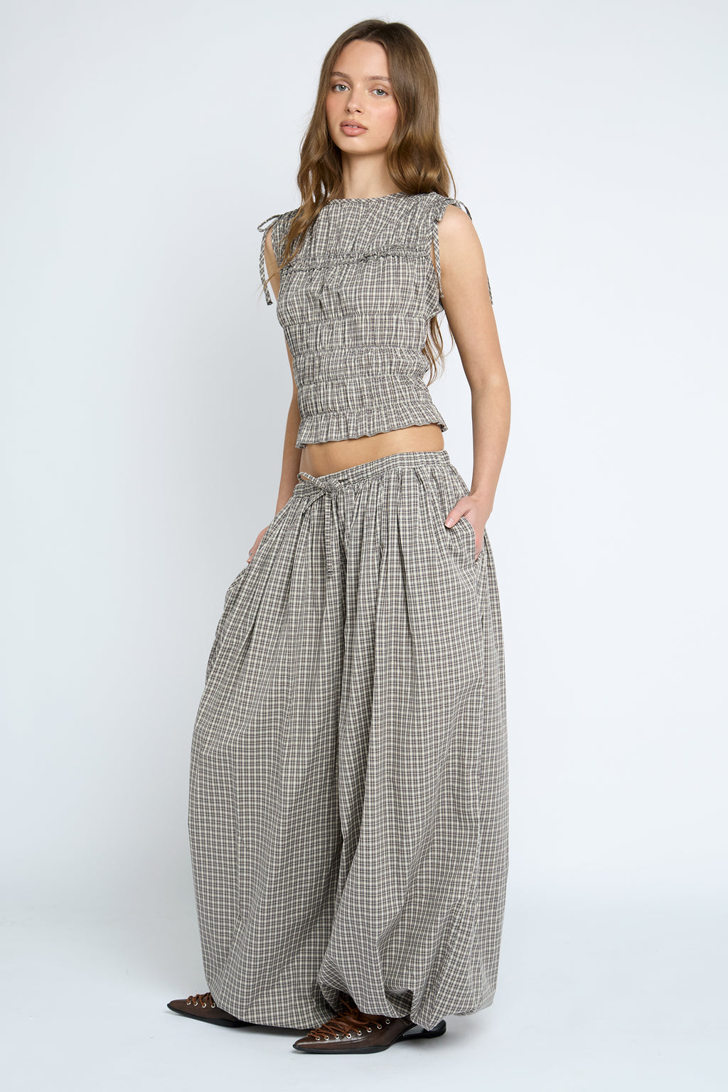 Sesame Trouser - Brown Check