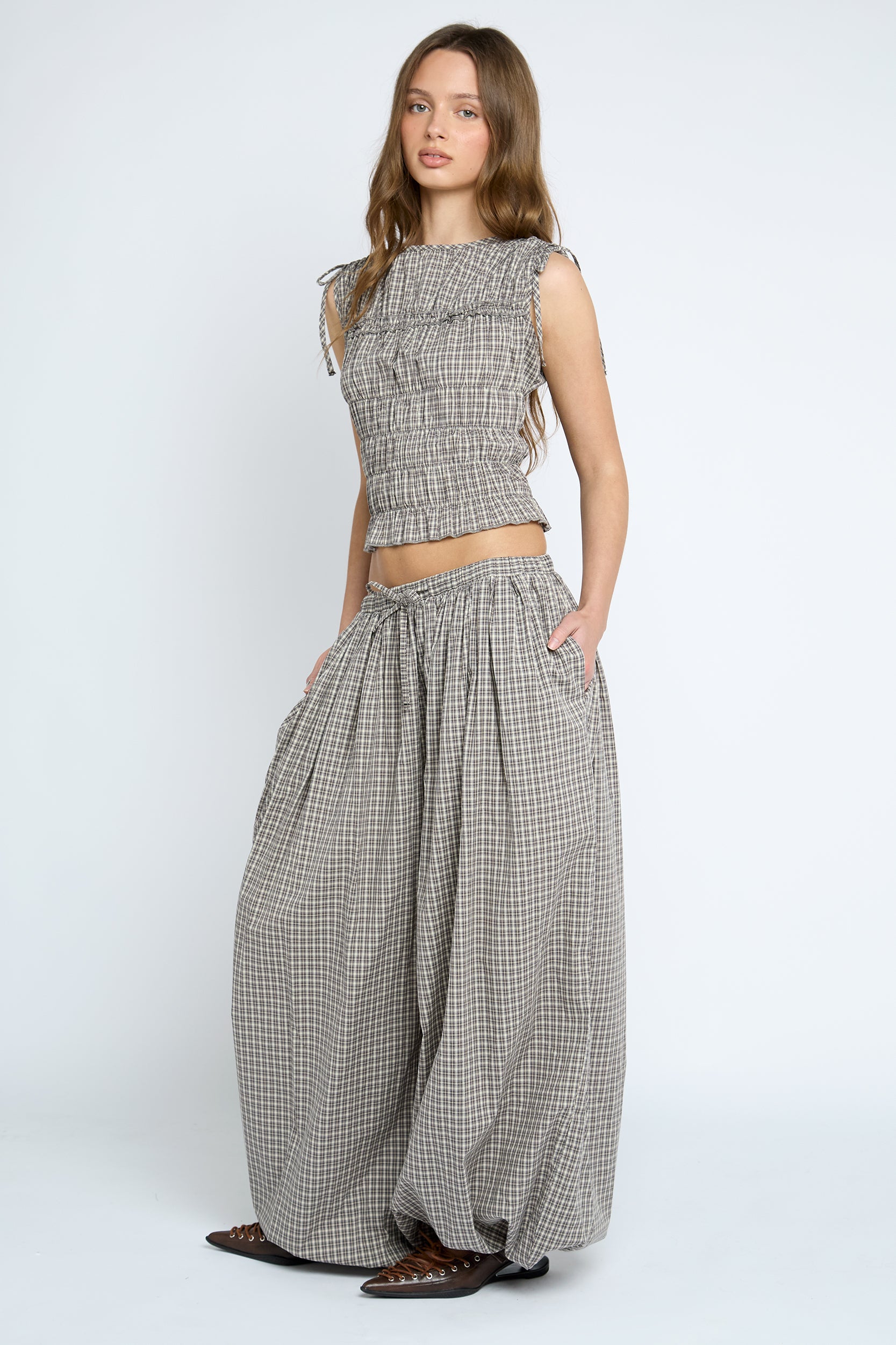 Sesame Trouser - Brown Check