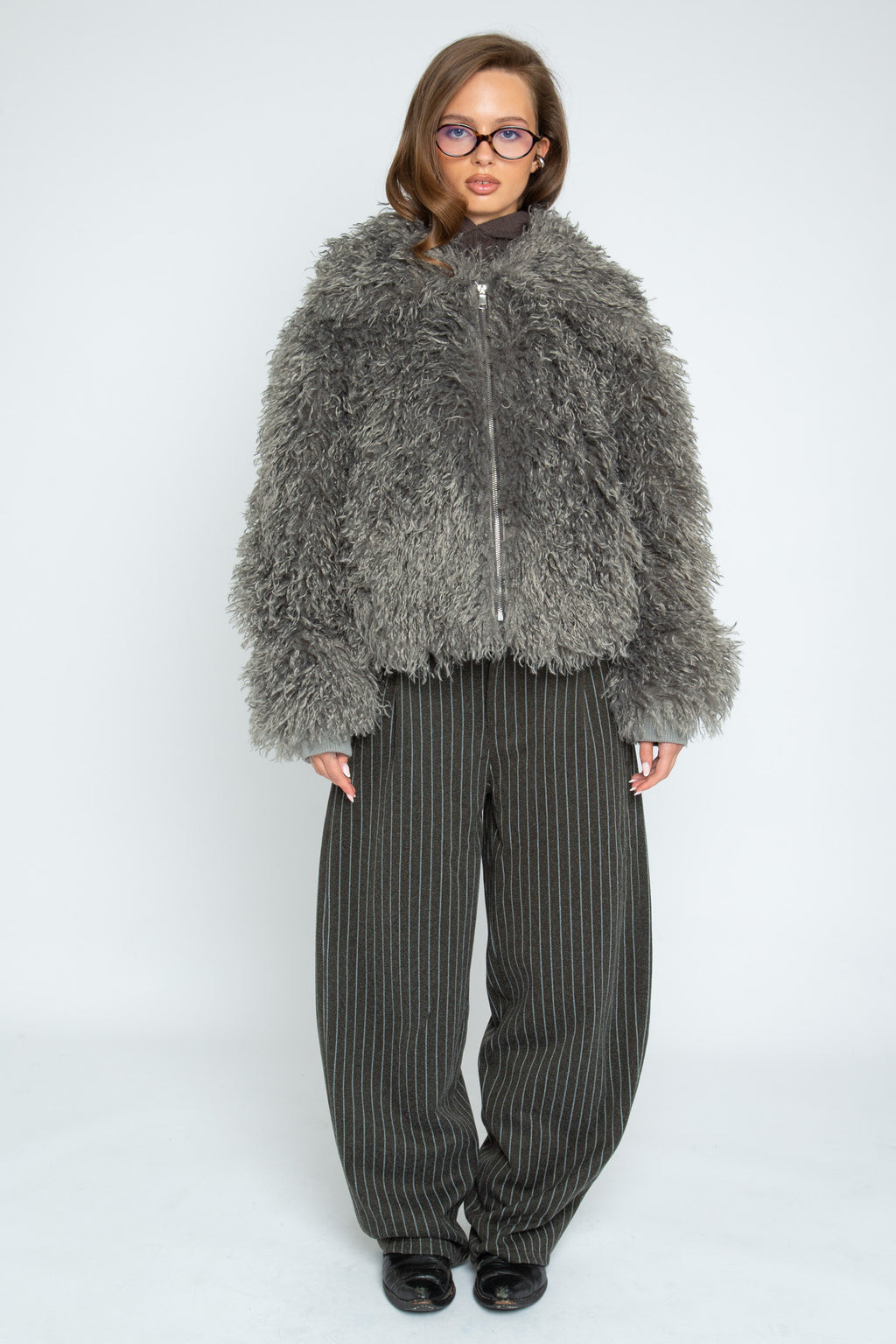 Harlow Faux Fur Jacket - Charcoal Grey