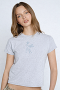 Bambi Baby Tee - Grey Marl
