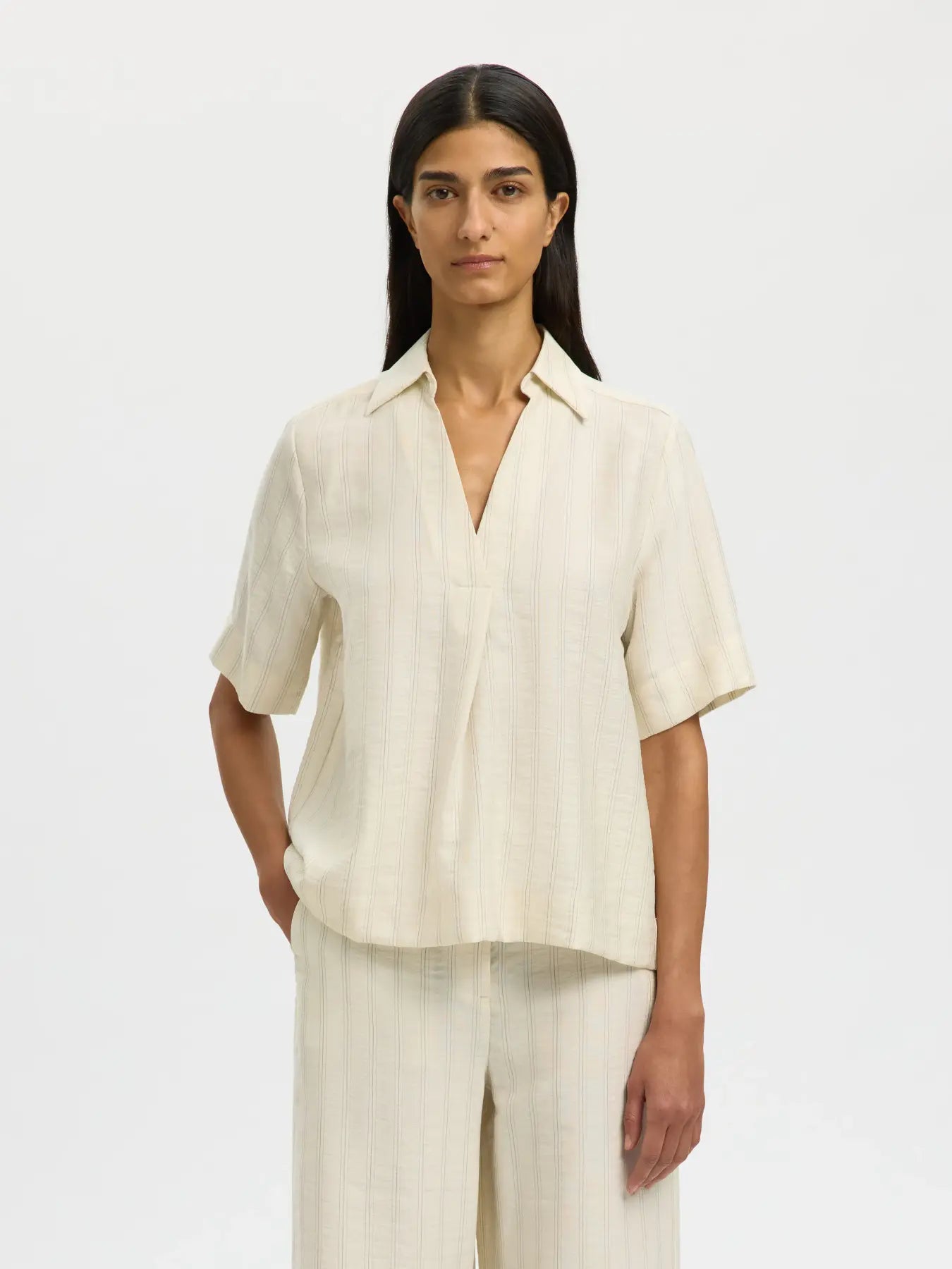 Marie Top - Egret Stripes