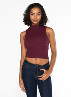 Bamboo Rib Sleeveless Mock Neck