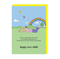 Happy New Child Rainbow Grass Greeting Card