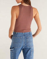 Hannah Cropped Rib Tank - Whipped Mocha