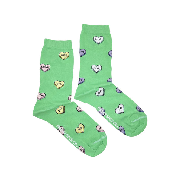 Green Candy Hearts Socks