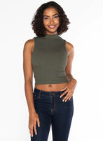 Bamboo Rib Sleeveless Mock Neck