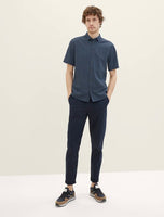 Patterned Short Sleeve Shirt - Blue Minimal Design