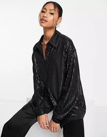 Matte Black Sequin Top