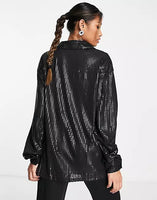 Matte Black Sequin Top