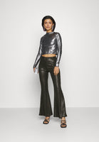 Matte Black Sequin Trousers