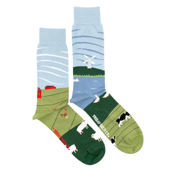 Barnyard Scene Mismatched Socks M