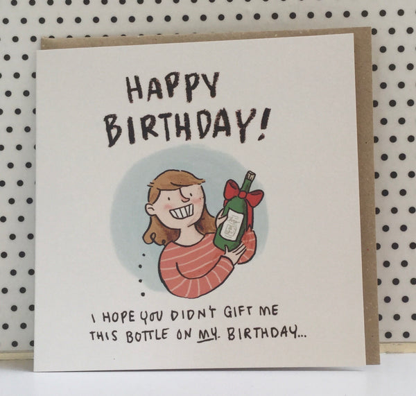 Birthday Wine Square Greeting Card