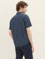 Patterned Short Sleeve Shirt - Blue Minimal Design