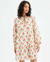 Floral Print Mini Dress With Mandarin Neckline