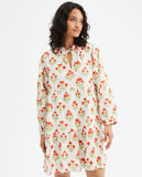 Floral Print Mini Dress With Mandarin Neckline
